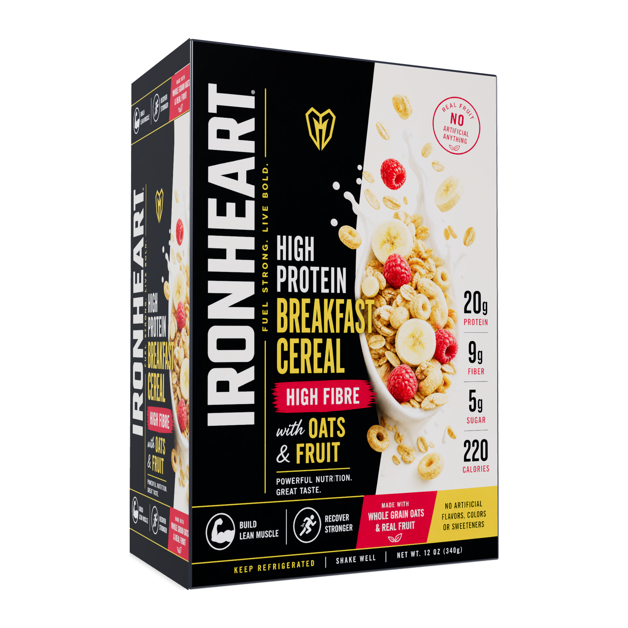 Ironheart High Protein Breakfast Cereal Box 3D Studio Mockup