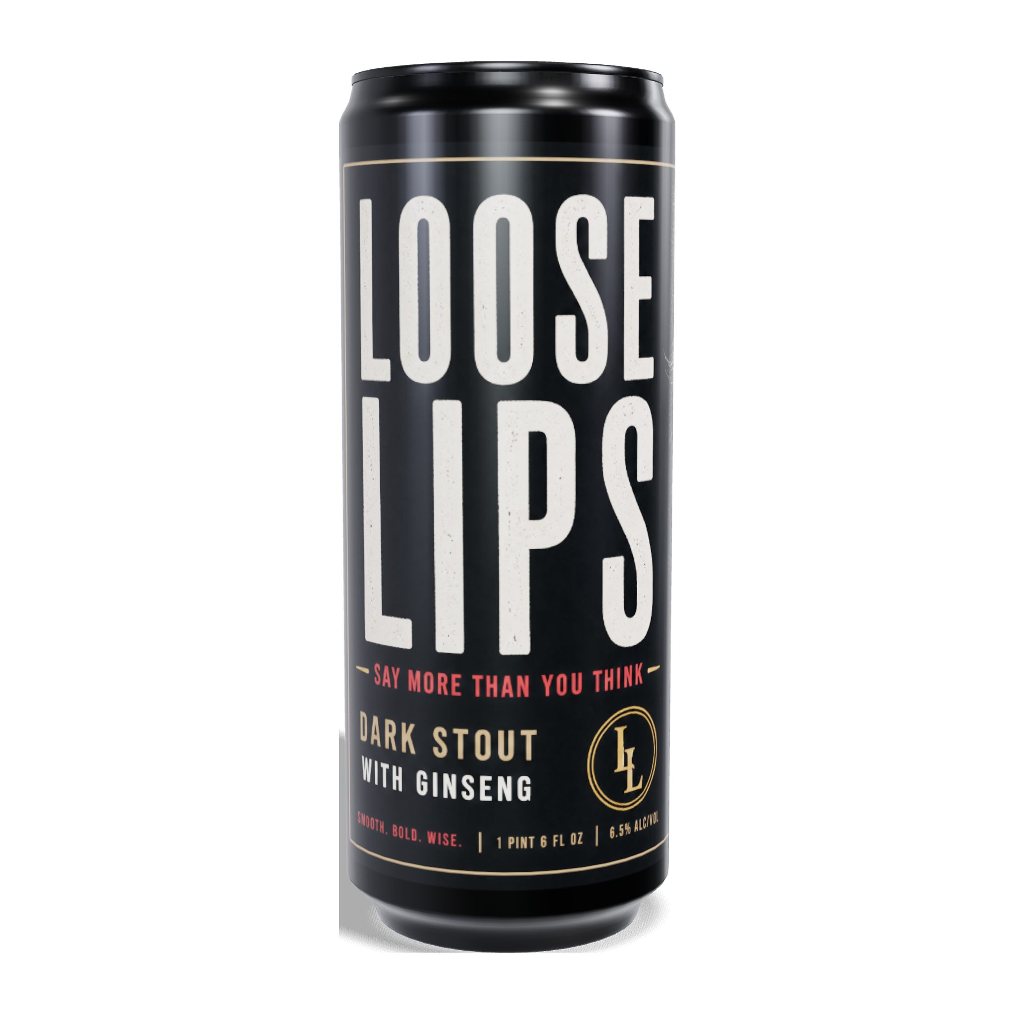 Loose Lips Dark Stout Tallboy Can 3D Studio Mockup